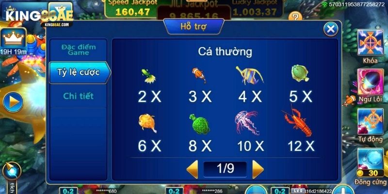 Bảng quy đổi phần thưởng trong Bắn Cá Nổ Hũ